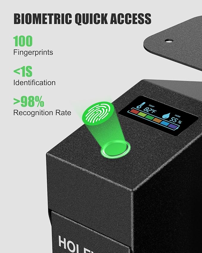 Gun Safe, Biometric Pistol Safe Fingerprint Quick Access Drop Down Handgun Safe Mount Bedside Gun Safe for Desk Nightstand