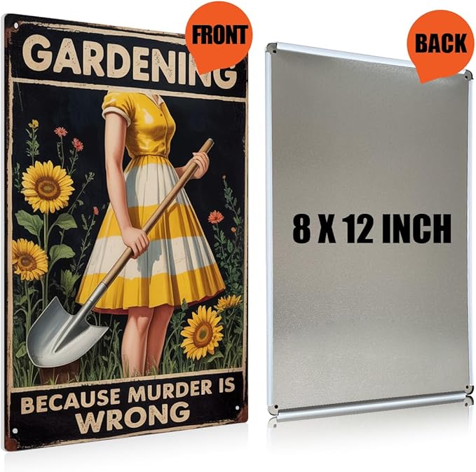 Cottagecore Garden Signs for Outside Decor Gifts Vintage Gardening Metal Tin Signs for Farm Home Garden Greenhouse Bedroom Yard Outdoor Decor 8X12 Inch