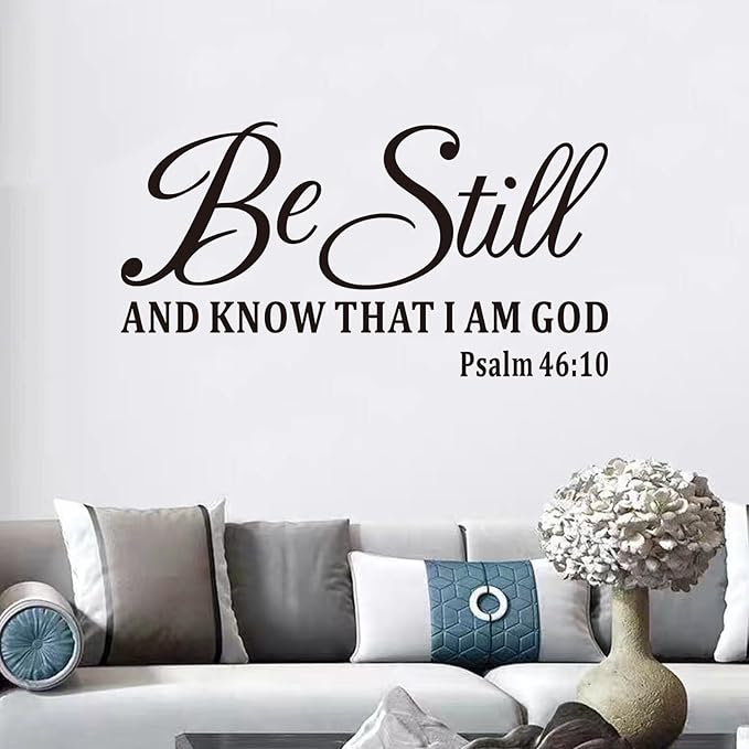 Christian Wall Decals for Living Room: Bible Verse Quotes Inspirational Positive Vinyl Art Wall Stickers for Bedroom Wall Decor - Be Still and Know That I am God 36.2" X 19"