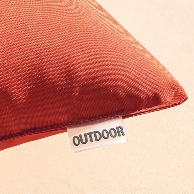 MIULEE Pack of 2 Decorative Outdoor Waterproof Pillow Covers Square Garden Cushion Sham Throw Pillowcase Shell for Fall Patio Tent Couch 16x16 Inch Burnt Brick