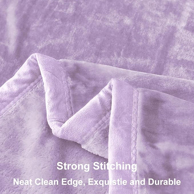 JYK Fleece Plush Blanket - 3.5 LB, 1 Ply Lightweight Korean Style Mink Blanket, Queen 79" x 91" - Super Soft, Warm & Cozy, Microfiber Bed Blanket for All Seasons, Light Purple