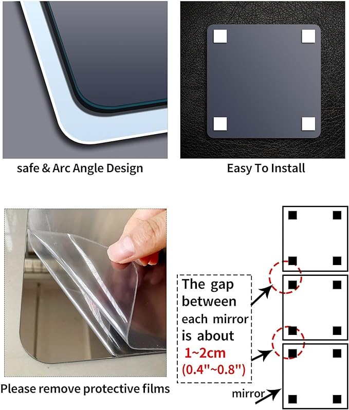 Kids Safety Shatterproof Mirror for Wall, Plastic Mirror Wall Mounted, Made of Unbreakable Acrylic Non-Glass, Thick 1/8",1Pcs 8"x8", Great for Bedroom Door Closet, Kids' Rooms Mirrors