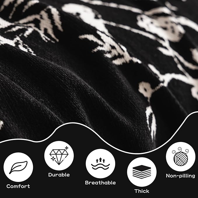 HANDONTIME Couch Cover for Dogs Washable Bird Floral Pattern Slipcovers for Couches and Sofas Black Sofa Covers with White Jacquard Flower Chenille Couch Cover Blanket Pet Friendly, 71" X 118"