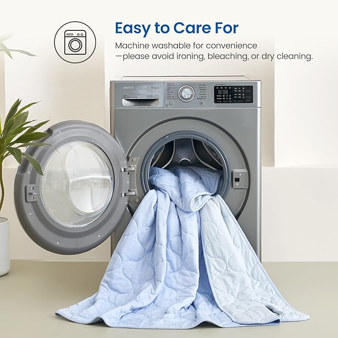 Cozy Bliss Cooling Dual-Sided Blanket for Hot Sleepers, Q-Max>0.46 Lightweight Soft Breathable Bed Blanket, Double Side Cooling Throw for Night Sweats (Cool Blue, 40"x60")