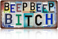 Vintage License plate Wall Decor Metal Sign Tin Signs for Bar Home Bedroom Garage - Beep Beep Bitch
