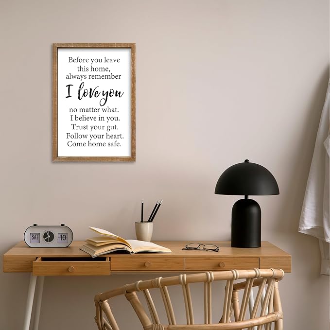 Before You Leave This Home Sign Wall Art Decor 16x11 Inch Rustic Farmhouse Living Room I Love You Inspirational Family Wood Framed Sign Entryway Motivationa And Romantic Wall Hang (Wood)