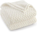 Exclusivo Mezcla Fleece Throw Blanket for Couch and Bed,Extra Soft Warm Decorative Fuzzy Throws for Women,Lightweight Cozy Blankets Size 50x60 Inches, Ivory