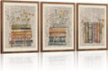 Vintage Book Wall Art Set of 3, Preppy Bow Floral Dictionary Book Canvas Prints, Floral Wildflower Wall Decor for Office Dorm Classroom Bedroom Home Decor 16x24in Wood Framed