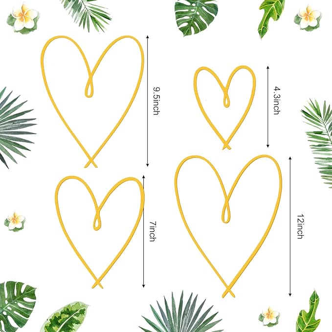 Pangda 4 Pieces Metal Heart Wall Art Decor Love Heart Wall Sign Ornaments for Bedroom Living Room Decoration(Gold)