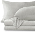 BEDELITE Flannel Sheets King Size Light Grey - Super Soft Fleece Sheets Set Fluffy Extra Plush, 4 Piece(Include Fitted Sheet, Flat Sheet, 2 Pillowcases)