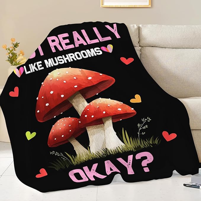 Red Mushroom Blanket for Girls Women Boys Men Adults Kids Soft Cozy Fleece Mushrooms Lovers Throw Blankets Gifts Warm Flannel Plush Lightweight Decor for Couch Bed Sofa 60"X50"