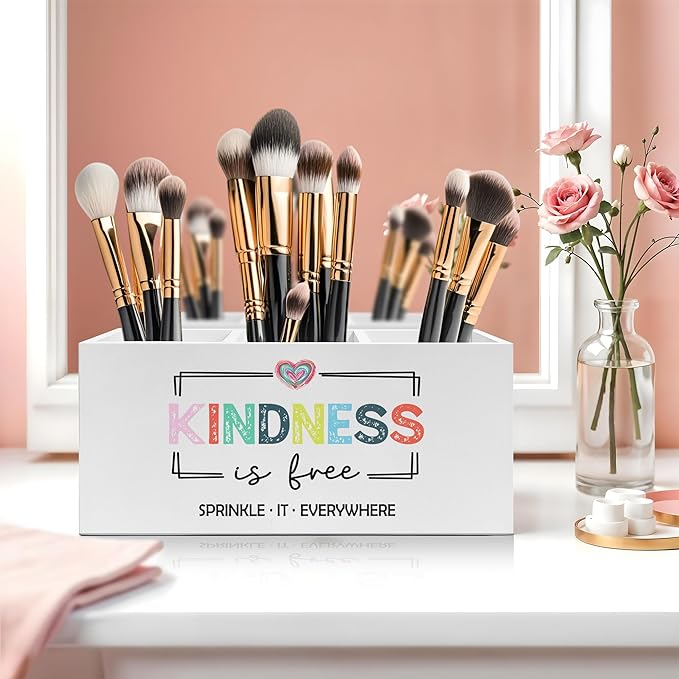 Inspirational Mental Health Wellness Pen Pencil Holder, Kindness Gifts, Colorful Positive Motivational Makeup Brush Toothbrush Holder for Home Office Dorm Desk Accessories