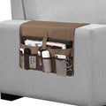 WOMACO Sofa Armrest Remote Magazine Holder, Non-Slip Armchair Recliner Caddy, Couch Arms TV Remote Control Organizer for Tablet, Phone, iPad, Laptop (Brown, 16" x 35" - 2 Pack)