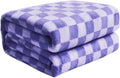 FY FIBER HOUSE Checkered Flannel Fleece Throw Blanket Queen Size Soft Cozy Checkerboard Grid Print Chessboard Gingham Pattern Blankets for Bed Couch Sofa, 90"x90", Periwinkle Blue