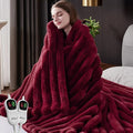 Heated Throw Blanket, Faux Fur Cozy Heating Blanket with Overheat Protection, 1/2/4/6/8 Hours Auto-Off 10 Heat Level, Machine Washable (84x90 Inches, Red)