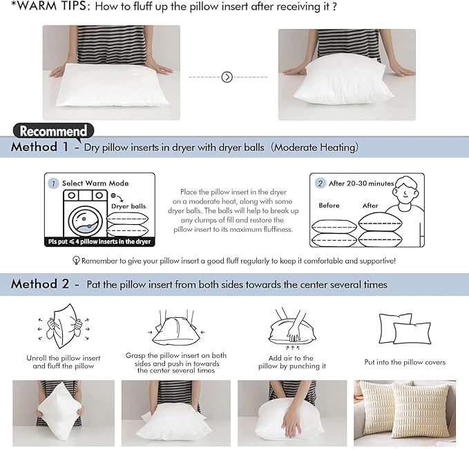 MIULEE 22x22 Pillow Inserts Set of 2, Square Decorative Throw Pillow Premium Fluffy Lumbar Pillow Forms Sham Stuffer for Living Room Sofa Couch Bed