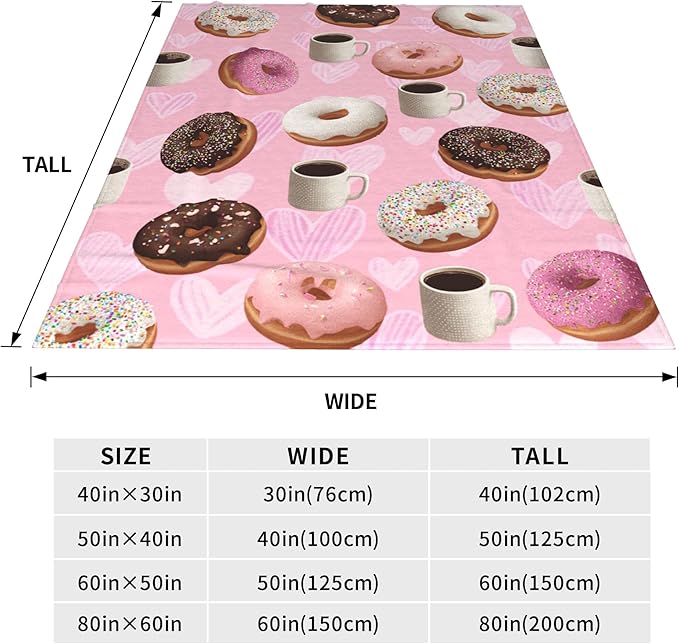 Donut Throw Blanket Soft Warm Cozy Coffee Donuts Blankets Fuzzy Plush Fleece Donut Blanket Gifts for Couch Bed Sofa Home Decor 40''X50''