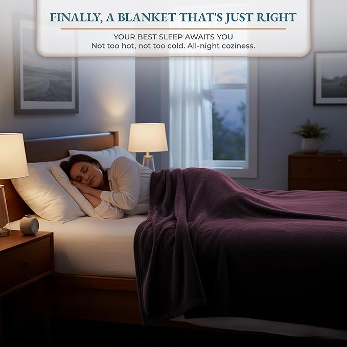 Casa Platino Fleece Blanket Queen Size – 300 GSM Purple Fleece Throw for Bed or Couch – Soft Cozy Warm Holiday Winter Blanket for Bed, Fuzzy Plush Elegant Gifts for Men & Women - 90x90 Inch