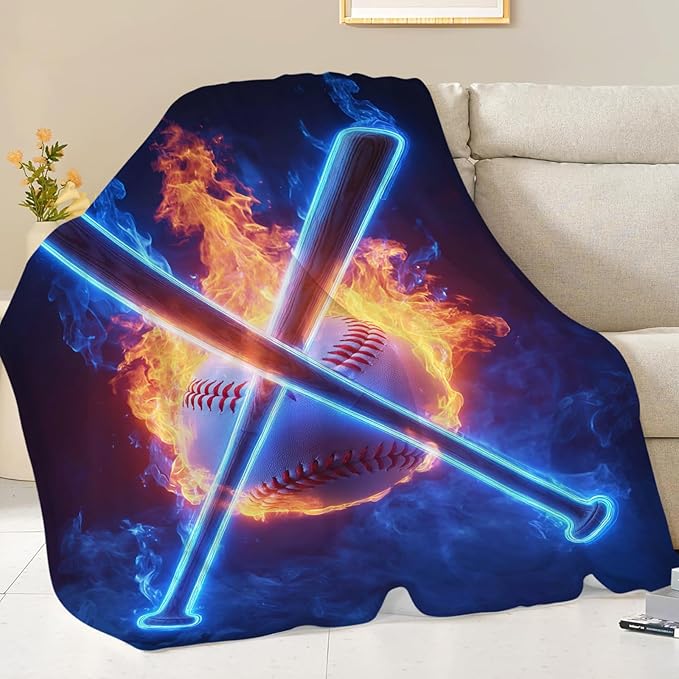 Baseball Blanket for Girls Women Boys Men Adults Kids Soft Cozy Fleece Sports Throw Blankets Gifts Warm Flannel Plush Lightweight Decor for Couch Bed Sofa 60"X50"