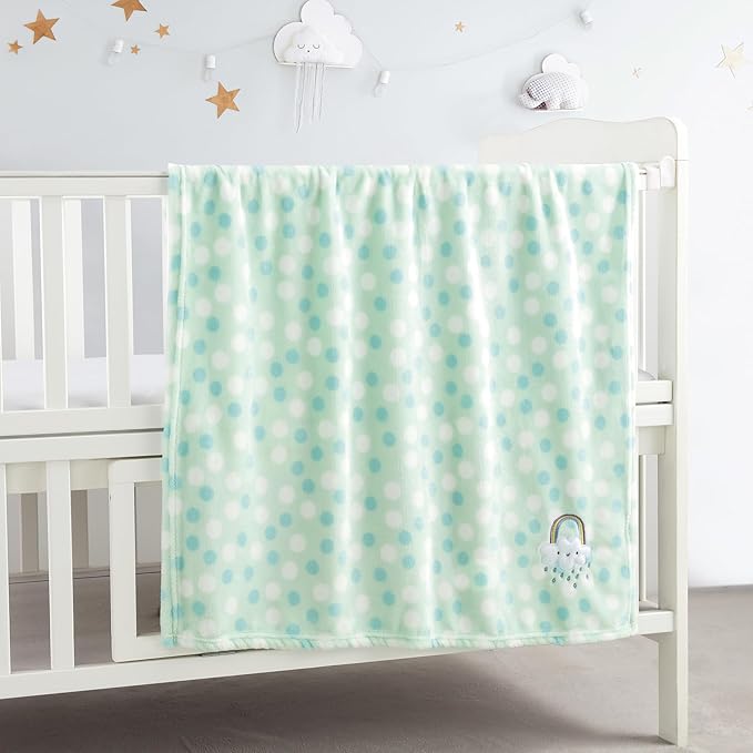 CREVENT 2Pcs 30''X40'' Cute Cozy Fluffy Warm Baby Blankets for Infants Toddlers' Bedding Crib Cot Stroller - Grey Cloud + Rainbow