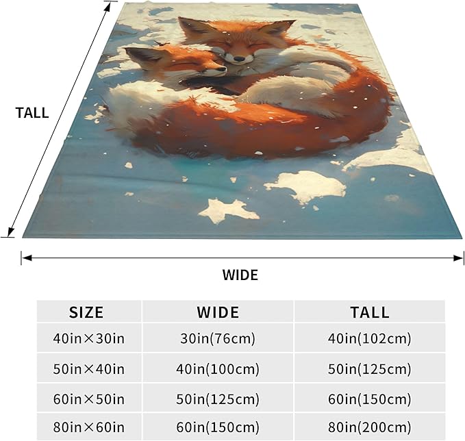 Fox Throw Blanket Soft Warm Cozy Foxes Blankets Fuzzy Plush Fleece Fox Blanket Gifts for Couch Bed Sofa Home Decor 40''X50''