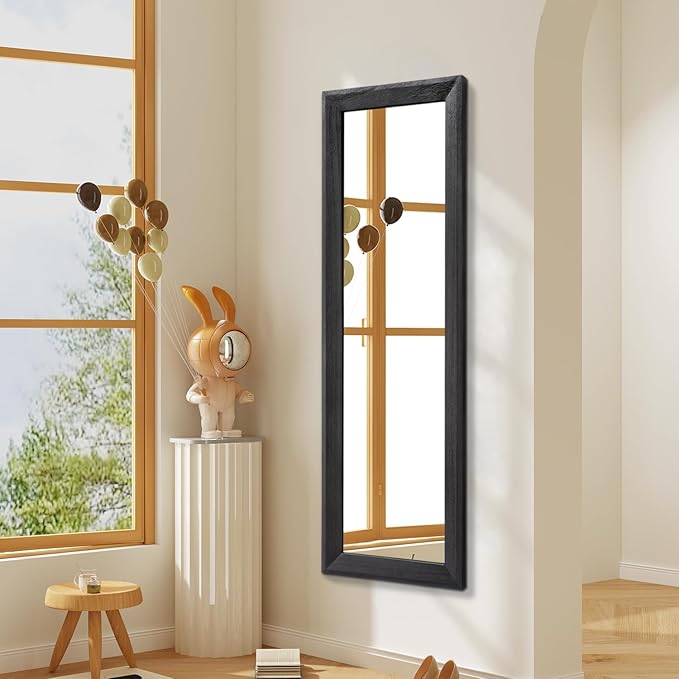 AAZZKANG Full Length Mirror with Wood Framed Modern Large Wall Mirrors 47"x16" Rectangle for Bedroom Living Room Bathroom Dressing Room Entryway Black