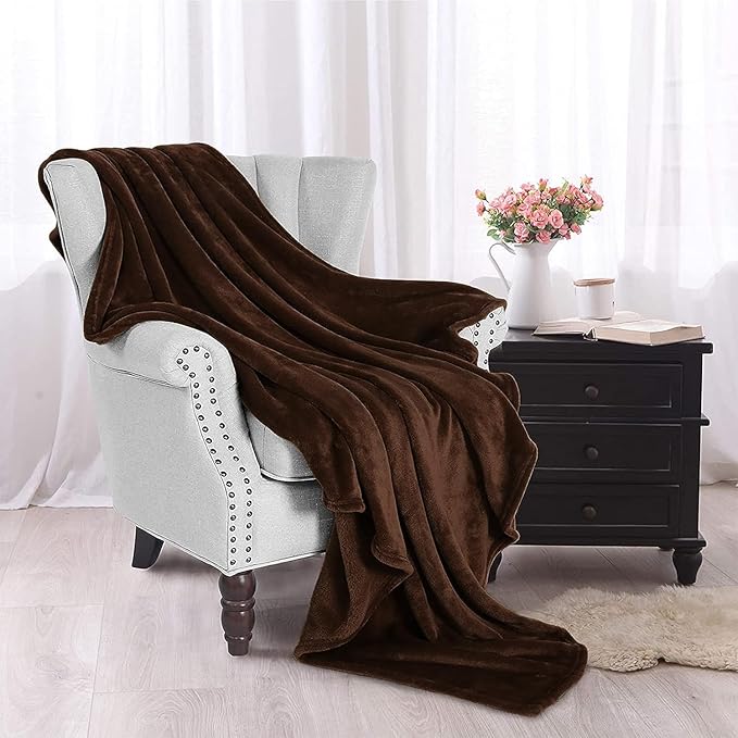Polar Fleece Throw Blanket for Couch, Twin Bed, Chair, Kids, Adults, Pets 50x60 Soft Cozy Reversible Throw Blanket (Chocolate Brown)