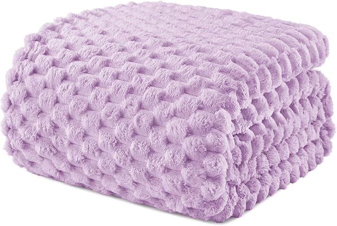 Exclusivo Mezcla Fleece Twin Blanket for Bed, Extra Large Fuzzy Lilac Purple Bed Blankets, Soft Cozy Plush Sofa Throws for All Seasons, 60x80 Inches