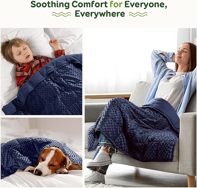 Sivio Weighted Blanket, Weighted Blanket,Soft and Cozy Cooling Heavy Blanket, Calm and Nap, School and Home, 3lbs, 36 x 48inches, Navy Blue