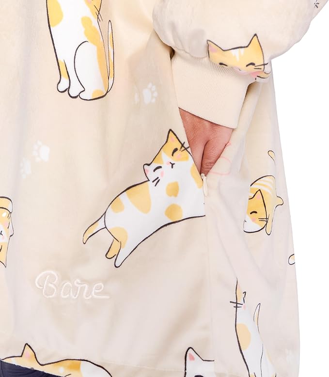 Bare Home Wearable Blanket Hoodie - Soft Plush Sherpa - Warm and Cozy - Oversized Wearable Blanket - Adult & Kid Sizes