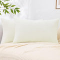 decorUhome Chenille Cream White Throw Pillow Covers 12x20 Inch Set of 2, Decorative Soft Couch Pillow Covers Solid Dyed Accent Farmhouse Neutral Rectangle Pillow Cases for Sofa