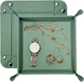 UnionBasic Small Valet Tray, Jewelry Tray for Rings Watches Earrings, Entryway Catchall Caddy for Coins Keys Change, Nightstand Bedside Valet Holder, Trays for Electronic Gadgets, Malachite Green
