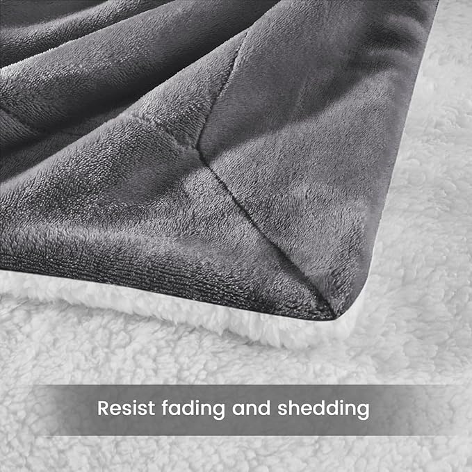 MOONLIGHT20015 Sherpa Throw Blanket - (Grey, 50X60 Inches) Soft and Warm Blankets for Winter Thick, Fluffy and Plush Blanket for Bed, Sofa, Camping and Travel