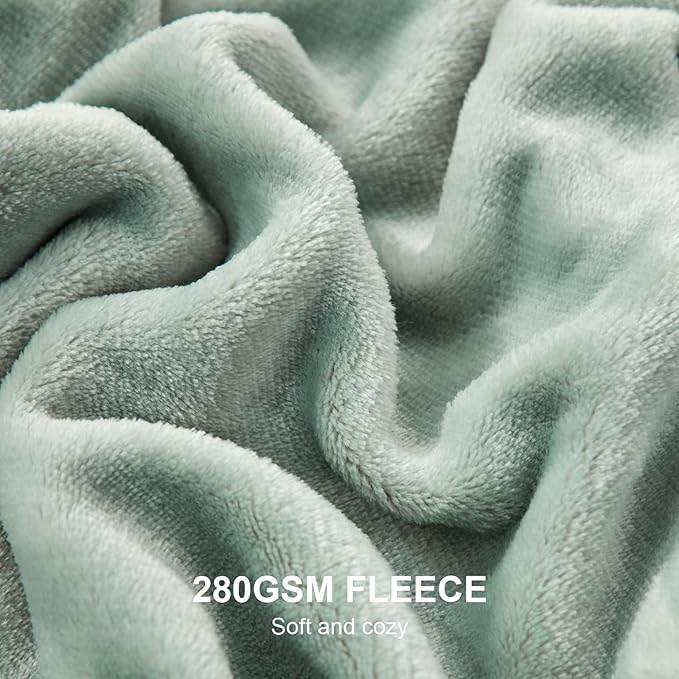 Hansleep Fleece Celadon Full Blanket, Super Soft Flannel Fuzzy Plush Cozy Blanket for All Seasons, Celadon, Full 84x90 Inches