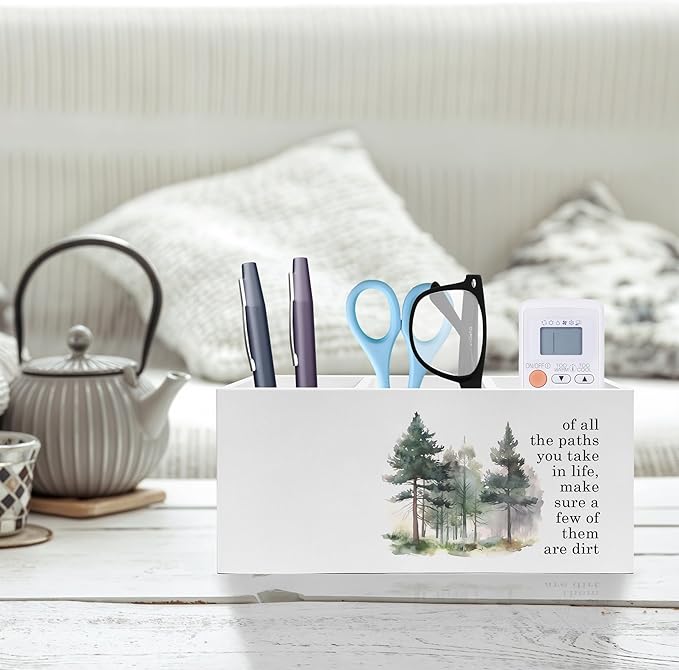 Watercolor Forest Inspirational Pen Pencil Holder, Motivational Desk Decor, of All the Paths You Take in Life Pencil Pen Holder Organizer for Home Office Desk Accessories