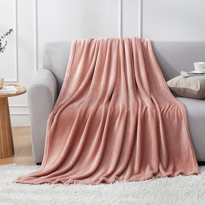 Hansleep Fleece Blanket Twin Size Dusty Pink, Soft Cozy Twin Blanket, Fuzzy Flannel Blanket for Bed, Sofa, Couch, Travel, Camping, Dusty Pink, 60x80 Inches