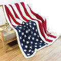 UKELER US Flag Patriotic Sherpa Throw Blanket 50''×60'', American National Flag Fleece Blanket for Bed/Couch/Sofa/Office/Camping, USA Military Veteran July 4th Gift