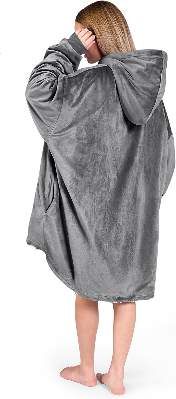 Bare Home Wearable Blanket Hoodie - Soft Plush Sherpa - Warm and Cozy - Oversized Wearable Blanket - Adult & Kid Sizes