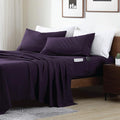 Swift Home Smart Sheets, Ultra Soft Brushed Microfiber 4-Piece Sheet Set, Fitted Bed Sheet with Side Storage Pockets – Eggplant, Queen