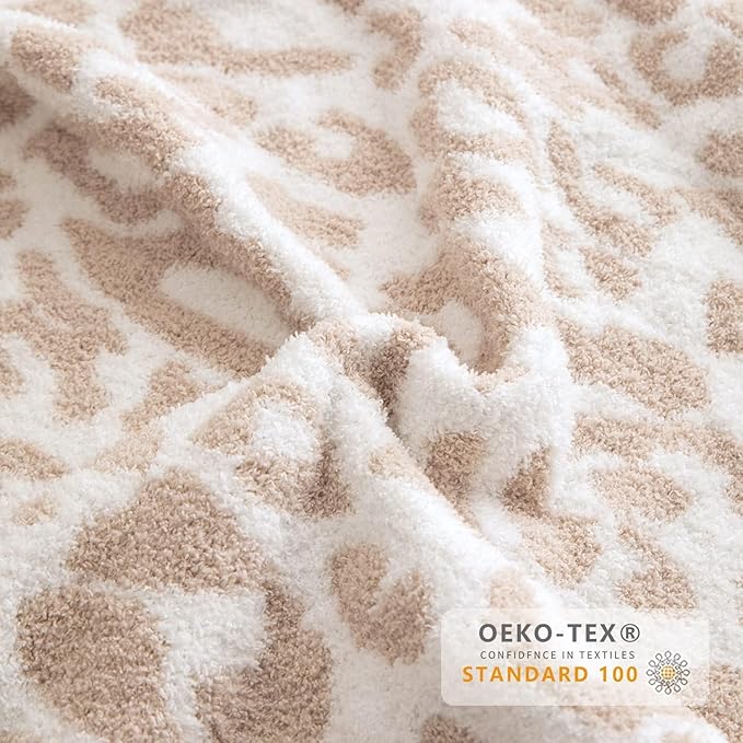 MH MYLUNE HOME Ultra Soft Leopard Throw Blanket (50x60 inches) Khaki Microfiber Blankets Plush Warm Reversible Cheetah Blanket Leopard Pattern Throw for Couch Bed Sofa, Khaki, 50"x60", 410GSM