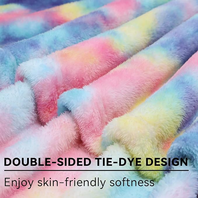 Colorful Fleece Blanket, Plush Cozy Throw Blanket for Couch and Bed, Luxury Soft Fuzzy Microfiber Cover, Warm Lightweight Comfort Blanket for Home Decor, Easter Birthday Gifts for Women Mom