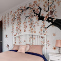 Large Cherry Blossom Tree Wall Stickers,4 Sheets Spring Light Pink Flower Bird Wall Decals Peel and Stick Waterproof Wall Murals Decor for Living Room Bedroom (Light Pink, 11.8*35.4inch)
