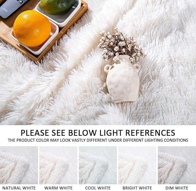 YUSOKI Long Faux Fur Twin Size Blanket,2 Layers,3.4lb for Bed Couch Home Décor Gifts Women (Cream White,60" x 80")