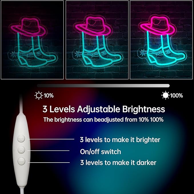 Neon Sign LED Light (Pink Cowboy Boots)