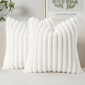 MIULEE Faux Fur Decorative Throw Pillow Covers 16x16 Inch Set of 2, Modern Spring Home Decor Soft Plush Couch Pillows Cozy Fluffy Cushion Covers for Sofa Bed White