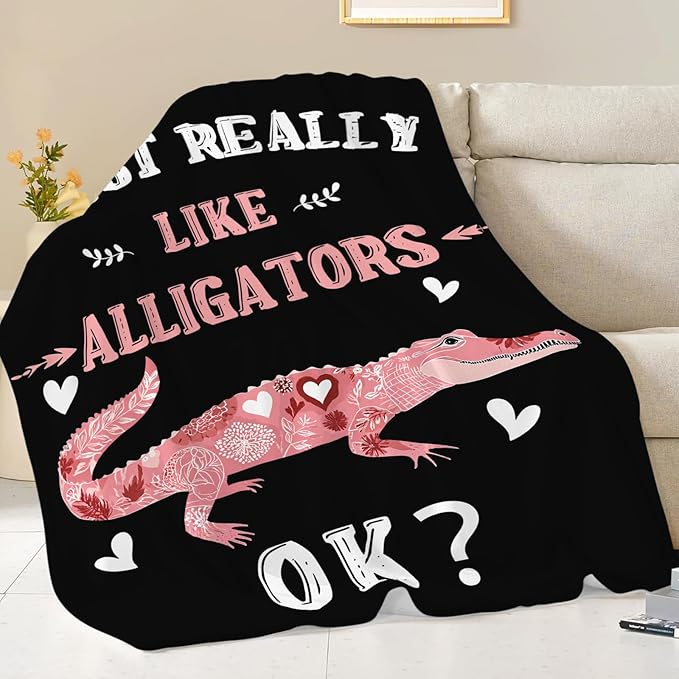 Crocodile Blanket for Girls Women Boys Men Adults Kids Soft Cozy Fleece Reptiles Alligator Throw Blankets Gifts Warm Flannel Plush Lightweight Decor for Couch Bed Sofa 80"X60"