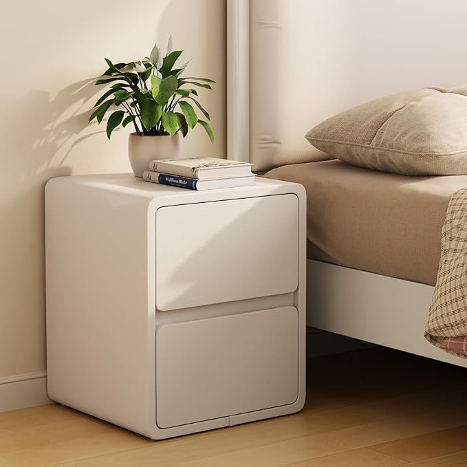 AQIMUELE Bedside Table, Night Stand with Drawers,Small Night Stand with Leather Surface for Bedroom