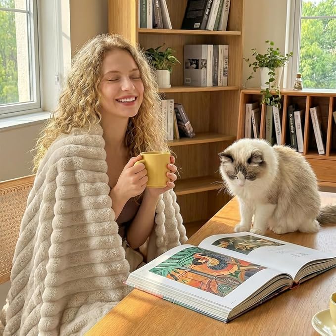 Soft Linen Twin Blanket for Bed - 300GSM Cozy Warm Fleece Blanket for Women, Small Lightweight Bed Blankets Graduation Birthday Gifts for Her Him, Home School Dorm Decor, Linen, 60x80 Inch