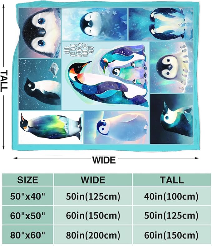 Penguin Blanket for Girls Women Boys Men Adults Kids Soft Cozy Fleece Cute Penguin Animal Throw Blankets Gifts Warm Flannel Plush Lightweight Decorative for Couch Bed Sofa 60"X50"