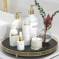 13" Oak Wood Bathroom Tray for Counter, Vanity Tray for Perfume Lotion Candle Makeup Jewelry Sink Soap Holder Turntable Dresser Organizer Countertop Coffee Table Decor Organization and Storage Gold